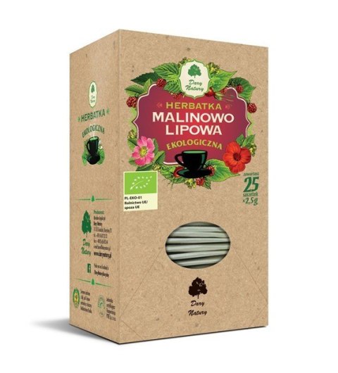 HERBATKA MALINOWO - LIPOWA BIO (25 x 2,5 g) 62,5 g - DARY NATURY DARY NATURY - herbatki HERBATKA MALINOWO - LIPOWA BIO (25 x 2,5 g) 62,5 g - DARY NATURY DARY NATURY - herbatki