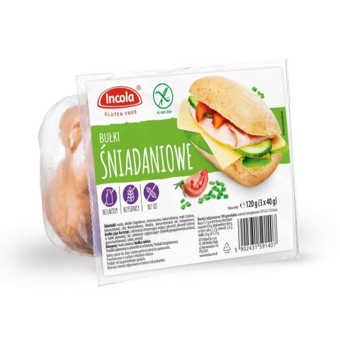 BUŁKI ŚNIADANIOWE BEZGLUTENOWE (3 szt.) 120 g - INCOLA INCOLA (bezglutenowe pieczywo i wafle) BUŁKI ŚNIADANIOWE BEZGLUTENOWE (3 szt.) 120 g - INCOLA INCOLA (bezglutenowe pieczywo i wafle)