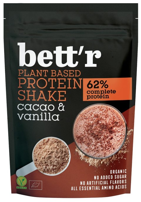 SHAKE PROTEINOWY KAKAO I WANILIA BEZ DODATKU CUKRÓW BIO 500 g - BETT'R BETT'R (smoothie, kremy, praliny) SHAKE PROTEINOWY KAKAO I WANILIA BEZ DODATKU CUKRÓW BIO 500 g - BETT'R BETT'R (smoothie, kremy, praliny)