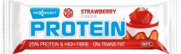 BATON PROTEINOWY O SMAKU TRUSKAWKOWYM W BIAŁEJ POLEWIE BEZGLUTENOWY 60 g - MAXSPORT MAXSPORT (batony, kremy, makarony)