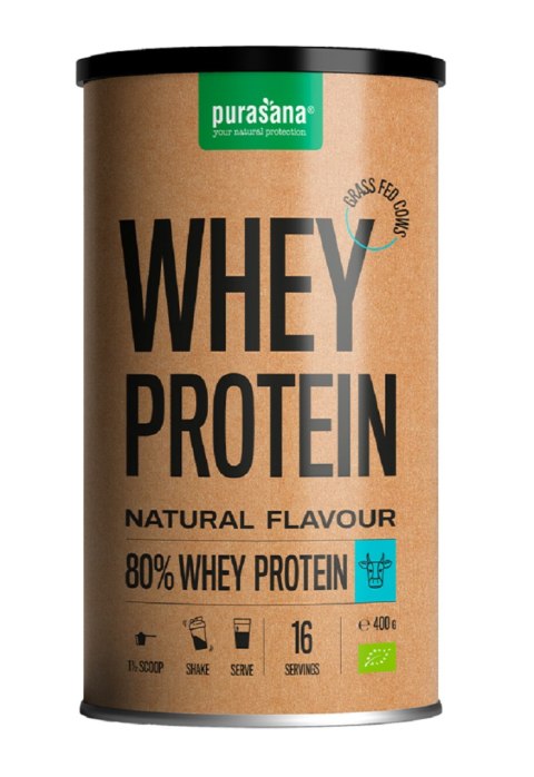 BIAŁKO SERWATKOWE NATURALNE (KONCENTRAT WPC 80) BEZGLUTENOWE BIO 400 g - PURASANA PURASANA (suplementy diety)