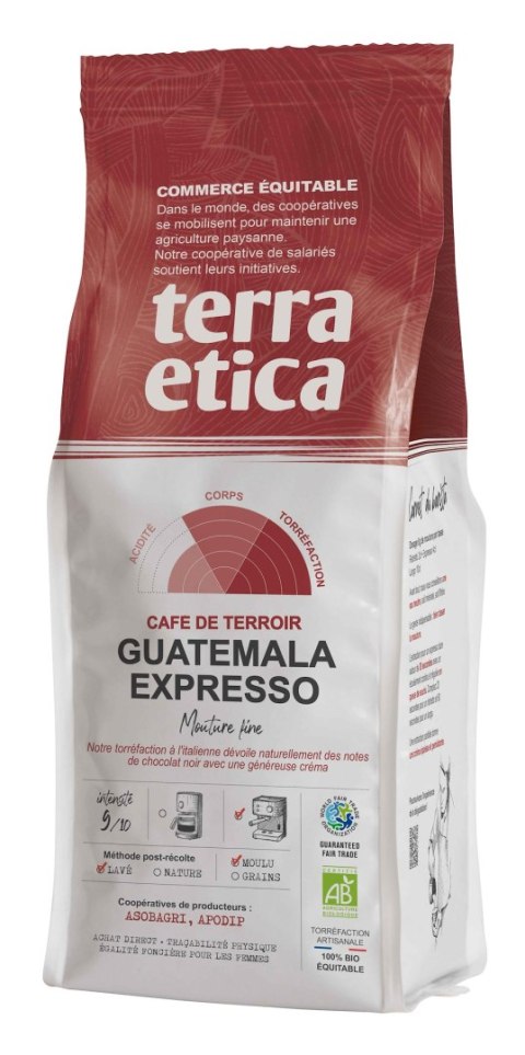 KAWA MIELONA ARABICA 100 % ESPRESSO GWATEMALA FAIR TRADE BIO 250 g - TERRA ETICA TERRA ETICA (kawy, czekolady do picia, kakao) KAWA MIELONA ARABICA 100 % ESPRESSO GWATEMALA FAIR TRADE BIO 250 g - TERRA ETICA TERRA ETICA (kawy, czekolady do picia, kakao)