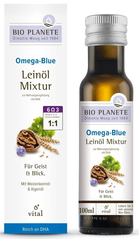 OMEGA BLUE - MIESZANKA Z OLEJEM LNIANYM (ORZECHY WŁOSKIE, ALGI MORSKIE) BIO 100 ml - BIO PLANETE BIO PLANETE (oleje i oliwy) OMEGA BLUE - MIESZANKA Z OLEJEM LNIANYM (ORZECHY WŁOSKIE, ALGI MORSKIE) BIO 100 ml - BIO PLANETE BIO PLANETE (oleje i oliwy)