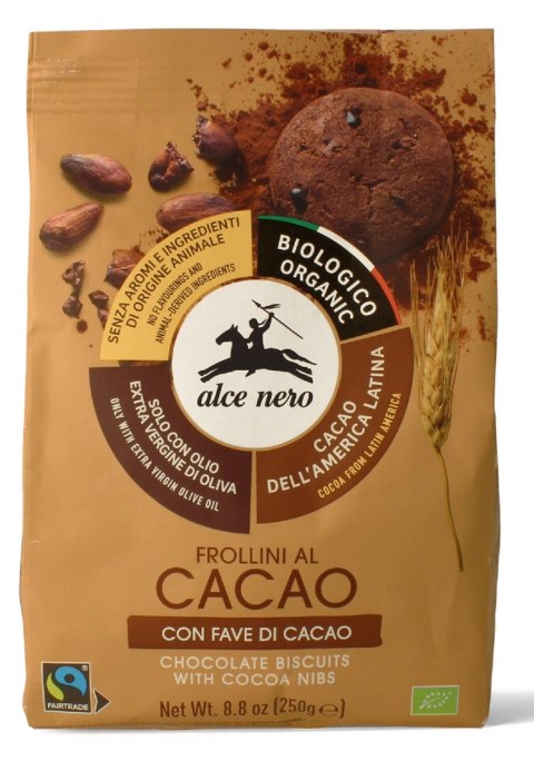 CIASTKA KAKAOWE Z ZIARNAMI KAKAO FAIR TRADE BIO 250 g - ALCE NERO ALCE NERO (włoskie produkty) CIASTKA KAKAOWE Z ZIARNAMI KAKAO FAIR TRADE BIO 250 g - ALCE NERO ALCE NERO (włoskie produkty)