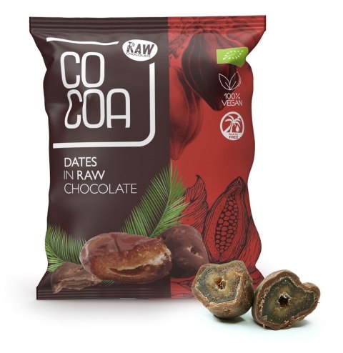 DAKTYLE W SUROWEJ CZEKOLADZIE BIO 70 g - COCOA COCOA (czekolady i bakalie w surowej czekoladzie) DAKTYLE W SUROWEJ CZEKOLADZIE BIO 70 g - COCOA COCOA (czekolady i bakalie w surowej czekoladzie)