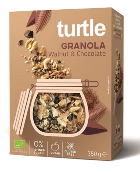 GRANOLA ORZECH WŁOSKI - CZEKOLADA BEZGLUTENOWA BIO 350 g - TURTLE TURTLE (owsianki, płatki) GRANOLA ORZECH WŁOSKI - CZEKOLADA BEZGLUTENOWA BIO 350 g - TURTLE TURTLE (owsianki, płatki)