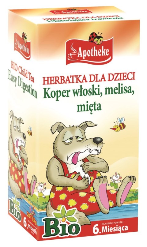 HERBATKA DLA DZIECI - KOPER WŁOSKI, MELISA I MIĘTA PO 6 MIESIĄCU BIO (20 x 1,5 g) 30 g - APOTHEKE APOTHEKE (herbatki dla dzieci, dorosłych, błonnik HERBATKA DLA DZIECI - KOPER WŁOSKI, MELISA I MIĘTA PO 6 MIESIĄCU BIO (20 x 1,5 g) 30 g - APOTHEKE APOTHEKE (herbatki dla dzieci, dorosłych, błonnik