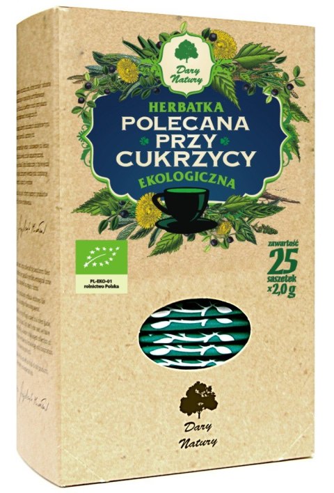 HERBATKA POLECANA PRZY CUKRZYCY BIO (25 x 2 g) 50 g - DARY NATURY DARY NATURY - herbatki HERBATKA POLECANA PRZY CUKRZYCY BIO (25 x 2 g) 50 g - DARY NATURY DARY NATURY - herbatki