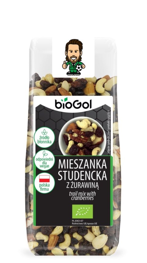 MIESZANKA STUDENCKA Z ŻURAWINĄ BIO 150 g - BIOGOL BIOGOL (produkty śniadaniowe, przekąski bez cukru) MIESZANKA STUDENCKA Z ŻURAWINĄ BIO 150 g - BIOGOL BIOGOL (produkty śniadaniowe, przekąski bez cukru)