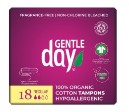 TAMPONY ZE 100 % BAWEŁNY EKOLOGICZNEJ - REGULAR 18 szt. - GENTLE DAY GENTLE DAY (podpaski, tampony, wkładki)