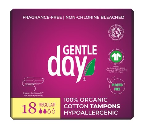 TAMPONY ZE 100 % BAWEŁNY EKOLOGICZNEJ - REGULAR 18 szt. - GENTLE DAY GENTLE DAY (podpaski, tampony, wkładki) TAMPONY ZE 100 % BAWEŁNY EKOLOGICZNEJ - REGULAR 18 szt. - GENTLE DAY GENTLE DAY (podpaski, tampony, wkładki)