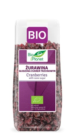 ŻURAWINA SŁODZONA CUKREM TRZCINOWYM BIO 100 g - BIO PLANET BIO PLANET - seria FIOLETOWA (owoce suszone)