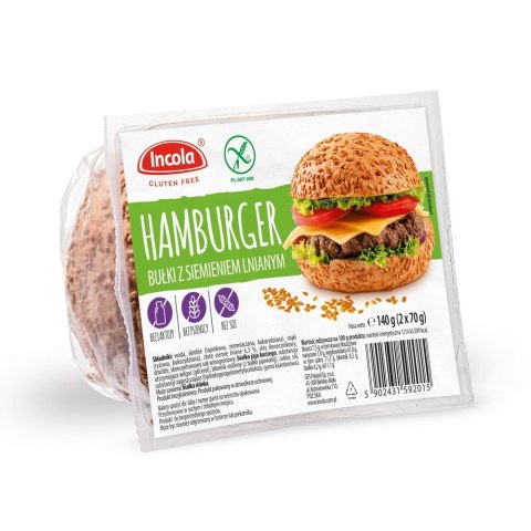 BUŁKI DO HAMBURGERÓW Z SIEMIENIEM LNIANYM BEZGLUTENOWE (2 szt.) 140 g - INCOLA INCOLA (bezglutenowe pieczywo i wafle) BUŁKI DO HAMBURGERÓW Z SIEMIENIEM LNIANYM BEZGLUTENOWE (2 szt.) 140 g - INCOLA INCOLA (bezglutenowe pieczywo i wafle)