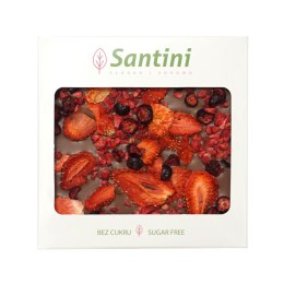 CZEKOLADA MLECZNA Z MALINĄ, TRUSKAWKĄ I PORZECZKĄ BEZ DODATKU CUKRÓW BEGLUTENOWA 80 g - SANTINI SANTINI (ksylitol, gumy do żucia SPRY)