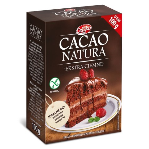 KAKAO W PROSZKU O OBNIŻONEJ ZAWARTOŚCI TŁUSZCZU EKSTRA CIEMNE BEZGLUTENOWE 100 g - CELIKO CELIKO (batony, galaretki, mieszanki do wypieków) KAKAO W PROSZKU O OBNIŻONEJ ZAWARTOŚCI TŁUSZCZU EKSTRA CIEMNE BEZGLUTENOWE 100 g - CELIKO CELIKO (batony, galaretki, mieszanki do wypieków)