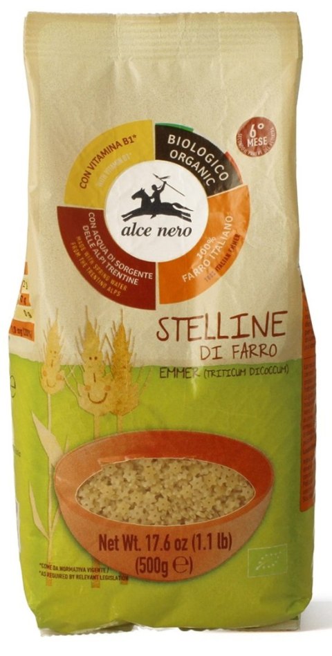 MAKARON (Z PŁASKURKI) GWIAZDKI Z WITAMINĄ B1 DLA DZIECI OD 6 MIESIĄCA BIO 500 g - ALCE NERO ALCE NERO (włoskie produkty) MAKARON (Z PŁASKURKI) GWIAZDKI Z WITAMINĄ B1 DLA DZIECI OD 6 MIESIĄCA BIO 500 g - ALCE NERO ALCE NERO (włoskie produkty)
