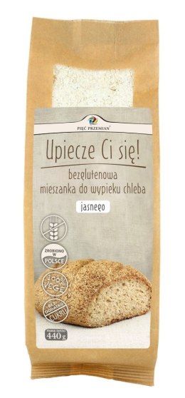 MIESZANKA DO WYPIEKU CHLEBA JASNEGO BEZ DODATKU CUKRÓW BEZGLUTENOWA 440 g - PIĘĆ PRZEMIAN PIĘĆ PRZEMIAN (produkty spożywcze)