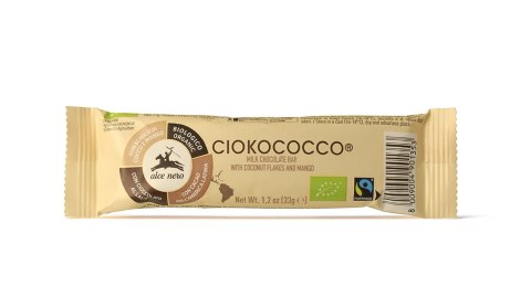 BATON Z NADZIENIEM KOKOS - MANGO - CHRUPKI ZBOŻOWE W POLEWIE Z MLECZNEJ CZEKOLADY FAIR TRADE BIO 33 g - ALCE NERO ALCE NERO (włoskie produkty) BATON Z NADZIENIEM KOKOS - MANGO - CHRUPKI ZBOŻOWE W POLEWIE Z MLECZNEJ CZEKOLADY FAIR TRADE BIO 33 g - ALCE NERO ALCE NERO (włoskie produkty)