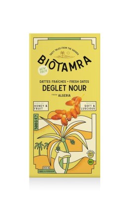 DAKTYLE DEGLET NOUR ŚWIEŻE Z PESTKĄ (NA GAŁĄZKACH) BIO 500 g - BIOTAMRA BIOTAMRA (produkty z daktyli)