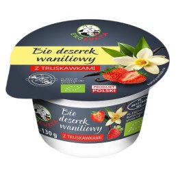 DESER WANILIOWY Z TRUSKAWKAMI BIO 130 g - EKO ŁUKTA EKO ŁUKTA (nabiał z mleka krowiego)