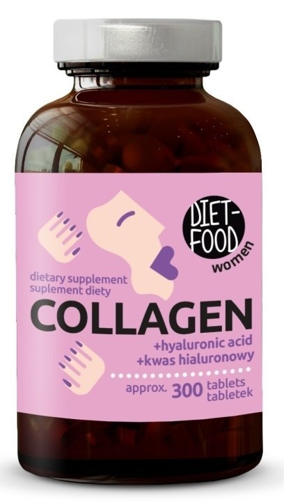 KOLAGEN WOŁOWY Z KWASEM HIALURONOWYM 300 TABLETEK - DIET-FOOD DIET-FOOD