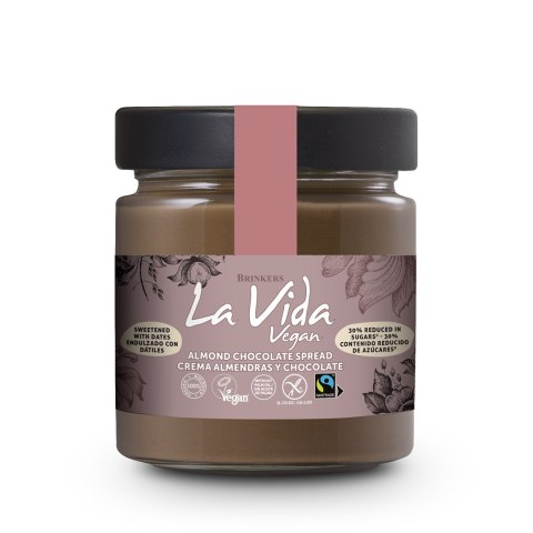 KREM MIGDAŁOWO - CZEKOLADOWO - DAKTYLOWY BEZGLUTENOWY FAIR TRADE BIO 200 g - LA VIDA LA VIDA (kremy orzechowe) KREM MIGDAŁOWO - CZEKOLADOWO - DAKTYLOWY BEZGLUTENOWY FAIR TRADE BIO 200 g - LA VIDA LA VIDA (kremy orzechowe)