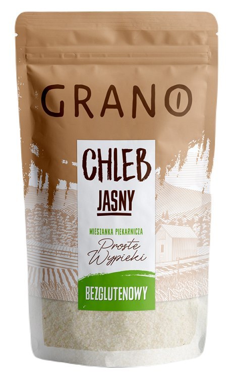MIESZANKA DO WYPIEKU CHLEBA JASNEGO BEZGLUTENOWA 500 g - GRANO GRANO (mieszanki do wypieków) MIESZANKA DO WYPIEKU CHLEBA JASNEGO BEZGLUTENOWA 500 g - GRANO GRANO (mieszanki do wypieków)