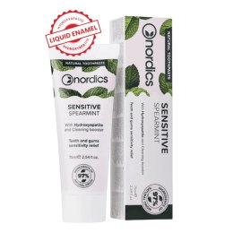 PASTA DO ZĘBÓW REMINERALIZUJĄCA SENSITIVE Z PŁYNNYM SZKLIWEM BEZ FLUORU 75 ml - NORDICS NORDICS (pasty do zębów, szczoteczki)