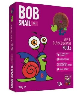 PRZEKĄSKI ROLL JABŁKO - CZARNA PORZECZKA BEZ DODATKU CUKRÓW BEZGLUTENOWE 100 g - BOB SNAIL BOB SNAIL (przekąski owocowe)