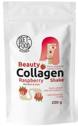 SHAKE KOLAGENOWY Z KERATYNĄ, CYNKIEM I MALINĄ 200 g - DIET-FOOD (WOMEN) DIET-FOOD