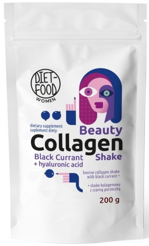 SHAKE KOLAGENOWY Z KWASEM HIALURONOWYM I CZARNĄ PORZECZKĄ 200 g - DIET-FOOD (WOMEN) DIET-FOOD SHAKE KOLAGENOWY Z KWASEM HIALURONOWYM I CZARNĄ PORZECZKĄ 200 g - DIET-FOOD (WOMEN) DIET-FOOD