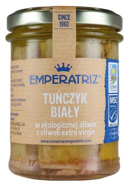 TUŃCZYK BIAŁY FILETY MSC W BIO OLIWIE Z OLIWEK EXTRA VIRGIN 200 g (130 g) (SŁOIK) - EMPERATRIZ EMPERATRIZ (tuńczyki, sardynki, makrele)