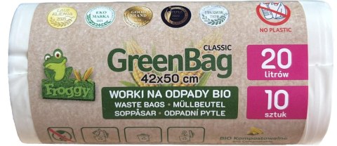 WORKI NA ODPADY BIO I ZMIESZANE (KOMPOSTOWALNE I BIODEGRADOWALNE) 20 L 10 szt - FROGGY (GREENBAG) FROGGY (worki na odpady) WORKI NA ODPADY BIO I ZMIESZANE (KOMPOSTOWALNE I BIODEGRADOWALNE) 20 L 10 szt - FROGGY (GREENBAG) FROGGY (worki na odpady)