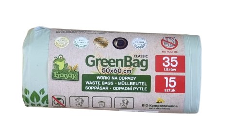 WORKI NA ODPADY BIO I ZMIESZANE (KOMPOSTOWALNE I BIODEGRADOWALNE) 35 L 15 szt - FROGGY (GREENBAG) FROGGY (worki na odpady) WORKI NA ODPADY BIO I ZMIESZANE (KOMPOSTOWALNE I BIODEGRADOWALNE) 35 L 15 szt - FROGGY (GREENBAG) FROGGY (worki na odpady)