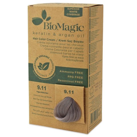 FARBA DO WŁOSÓW INTENSYWNY POPIELATY BARDZO JASNY BLOND (9.11) 250 g - BIOMAGIC BIOMAGIC (farby do włosów)