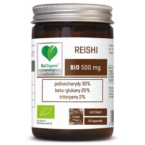 GRZYBY REISHI EKSTRAKT BIO (500 mg) 50 KAPSUŁEK - BE ORGANIC BE ORGANIC (suplementy diety)