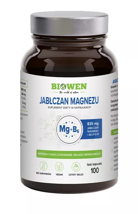 JABŁCZAN MAGNEZU + WITAMINA B6 100 KAPSUŁEK - BIOWEN BIOWEN (suplementy diety)