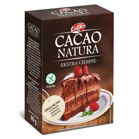 KAKAO W PROSZKU O OBNIŻONEJ ZAWARTOŚCI TŁUSZCZU EKSTRA CIEMNE BEZGLUTENOWE 80 g - CELIKO CELIKO (batony, galaretki, mieszanki do wypieków) KAKAO W PROSZKU O OBNIŻONEJ ZAWARTOŚCI TŁUSZCZU EKSTRA CIEMNE BEZGLUTENOWE 80 g - CELIKO CELIKO (batony, galaretki, mieszanki do wypieków)