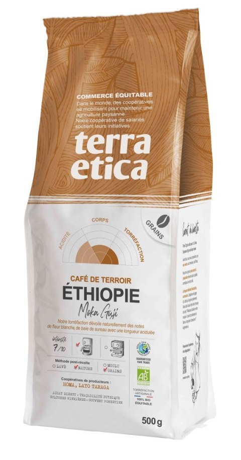 KAWA ZIARNISTA ARABICA 100 % MOKA GUJI ETIOPIA FAIR TRADE BIO 500 g - TERRA ETICA TERRA ETICA (kawy, czekolady do picia, kakao) KAWA ZIARNISTA ARABICA 100 % MOKA GUJI ETIOPIA FAIR TRADE BIO 500 g - TERRA ETICA TERRA ETICA (kawy, czekolady do picia, kakao)
