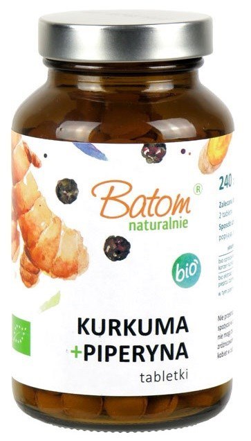 KURKUMA + PIPERYNA BIO 240 TABLETEK - BATOM BATOM (oleje, soki, sole kąpielowe)