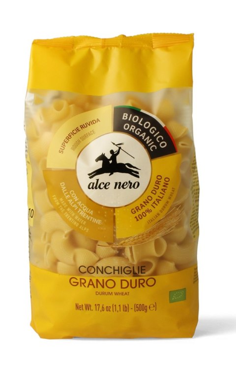 MAKARON (SEMOLINOWY) CONCHIGLIE BIO 500 g - ALCE NERO ALCE NERO (włoskie produkty) MAKARON (SEMOLINOWY) CONCHIGLIE BIO 500 g - ALCE NERO ALCE NERO (włoskie produkty)