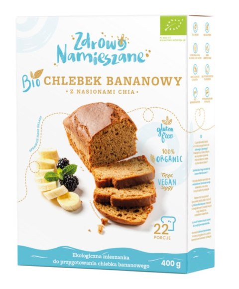 MIESZANKA NA CHLEBEK BANANOWY Z NASIONAMI CHIA BEZGLUTENOWA BIO 400 g - ZDROWO NAMIESZANE ZDROWO NAMIESZANE (mieszanki do wypieków)