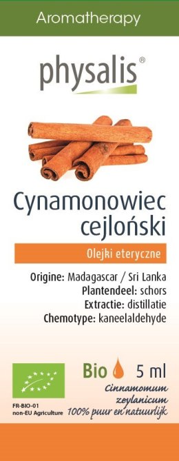 OLEJEK ETERYCZNY CYNAMONOWIEC CEJLOŃSKI BIO 5 ml - PHYSALIS PHYSALIS (olejki eteryczne, suplementy)