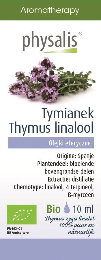 OLEJEK ETERYCZNY TYMIANEK THYMUS ZYGIS LINALOL BIO 10 ml - PHYSALIS PHYSALIS (olejki eteryczne, suplementy)