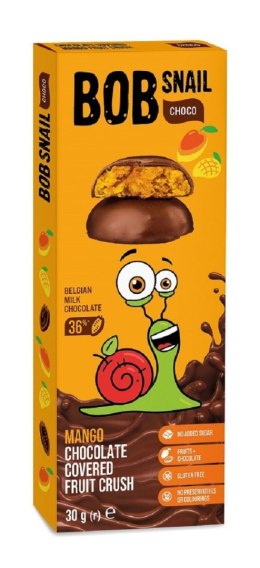 PRZEKĄSKA CHOCO MANGO W CZEKOLADZIE MLECZNEJ BELGIJSKIEJ BEZ DODATKU CUKRÓW BEZGLUTENOWA 30 g - BOB SNAIL BOB SNAIL (przekąski owocowe)