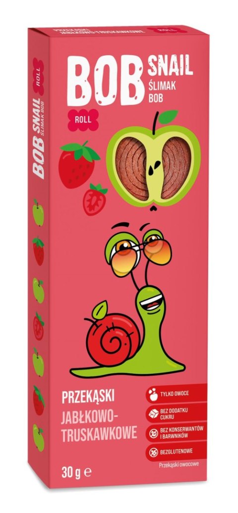 PRZEKĄSKA ROLL JABŁKO - TRUSKAWKA BEZ DODATKU CUKRÓW BEZGLUTENOWA 30 g - BOB SNAIL BOB SNAIL (przekąski owocowe)