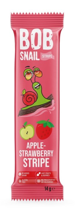 PRZEKĄSKA STRIPE JABŁKO - TRUSKAWKA BEZ DODATKU CUKRÓW BEZGLUTENOWA 14 g - BOB SNAIL BOB SNAIL (przekąski owocowe)