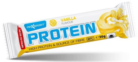 BATON PROTEINOWY O SMAKU WANILIOWYM W POLEWIE BIAŁEJ BEZGLUTENOWY 50 g - MAXSPORT MAXSPORT (batony, kremy, makarony)