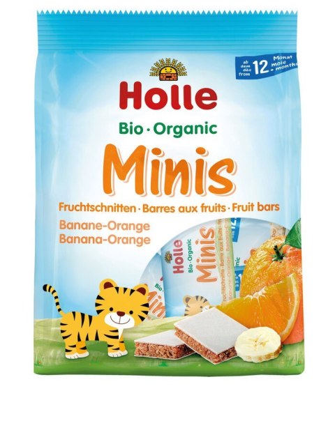 BATONY MINI BANAN - POMARAŃCZA OD 12 MIESIĄCA BIO (8 x 12,5 g) 100 g - HOLLE HOLLE (żywność dla niemowląt)