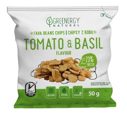 BÓB PRAŻONY O SMAKU POMIDORA I BAZYLII 50 g - GREENERGY GREENERGY (chipsy, przekąski)